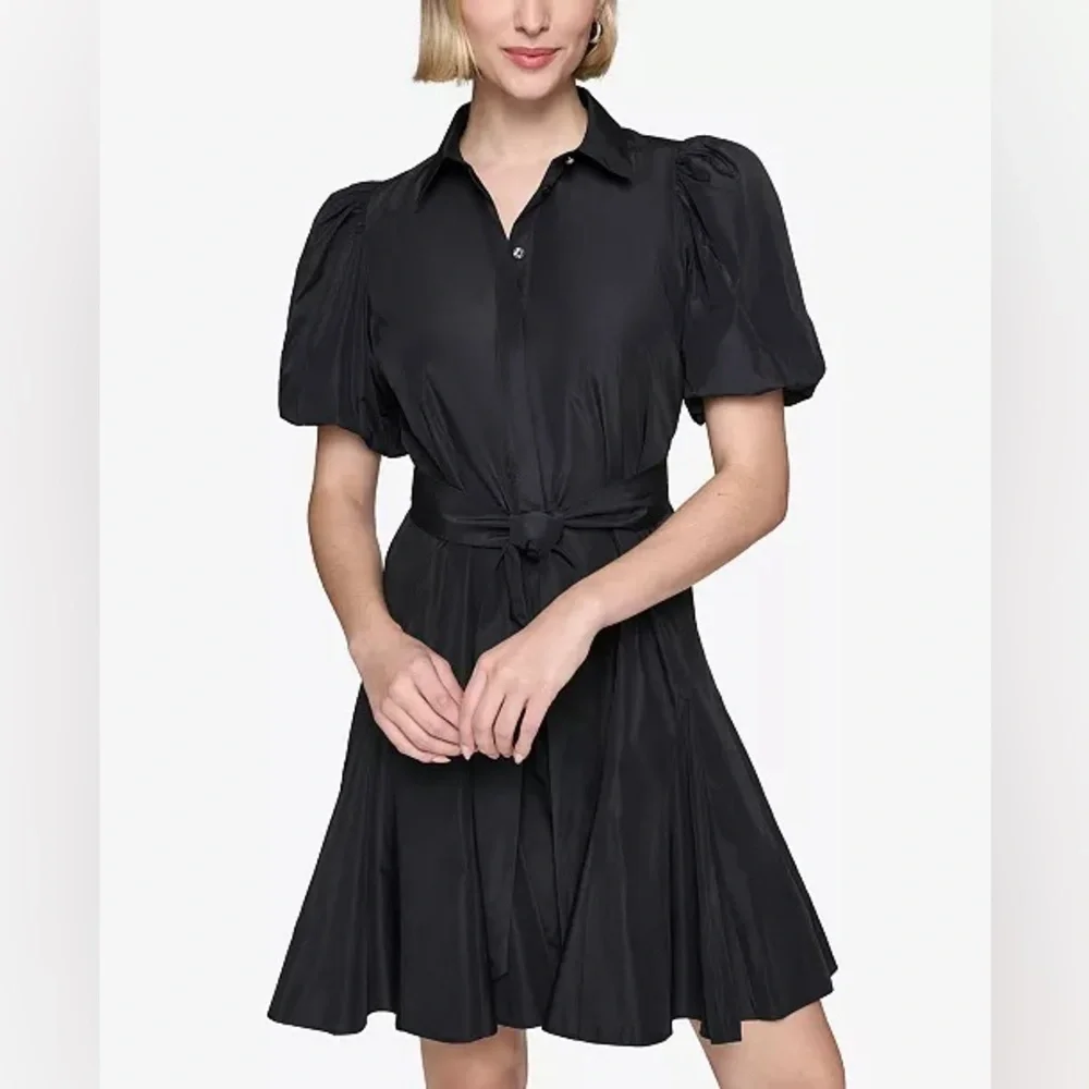KARL LAGERFELD PARIS Black Shirt Dress Size 8 NWT
